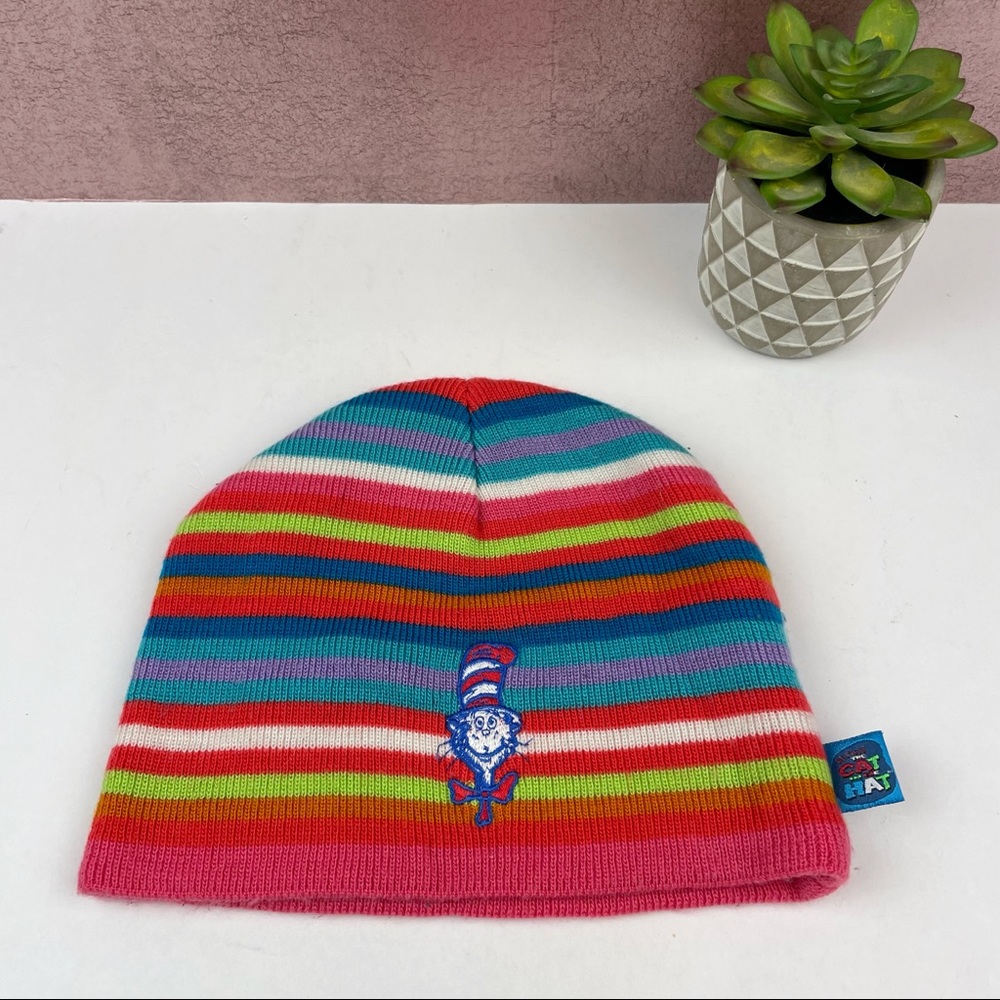 The Cat In The Hat Colorful Orange Red Stripe Hat Beanie Girl 7-14